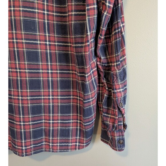Lucky Brand Size Medium Mens Plaid Shirt Lightweight Red Blue  Button Up M LS - Picture 4 of 5